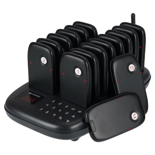Produktbild: Retekess TD175 Pager Rufsystem, Restaurant Pager System, Draußen 1000M, 7 Anrufmodi, Anrufverlauf Abfragen, Leicht zu Bedienen, Gäste Pager Rufsystem für Speisewagen, Eisdiele, Logistik