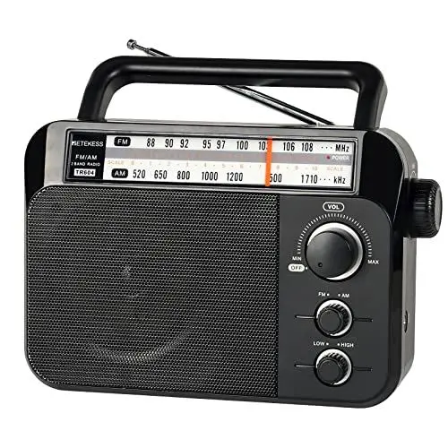 Produktbild: Retekess TR604 Kofferradio,Tragbares Radio,Einfaches Radio,Netzkabel oder Batteriebetrieb,Großer Knopf,Großer Lautsprecher,Einstellbare Höhen und Bässe,Radio für Senioren,Küche,Für Schlafzimmer