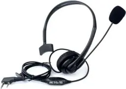 Produktbild: Retevis 2 Pin Funkgeräte Headset PTT Einstellbar mit Swivel Boom Lautsprecher Mikrofon Kopfhörer Kompatibel mit Walkie Talkie RT24 RT22 RT27 RT1 RT5 Baofeng BF-88E BF-888S Kenwood (1 STK)