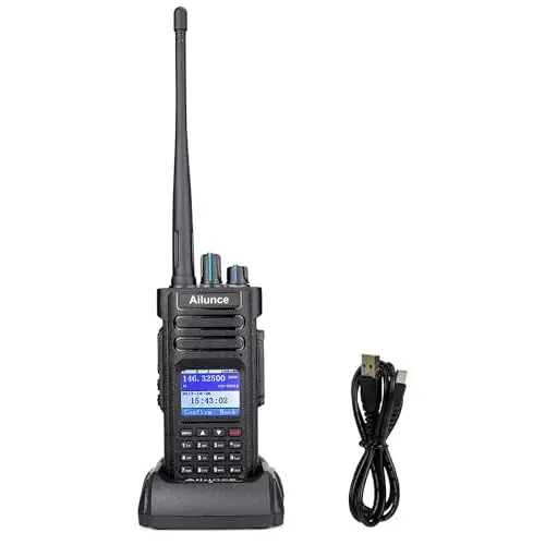 Produktbild: Retevis Ailunce HD1 10W DMR Amateurfunk, GPS, Dual Band, Digitales Zweiwege-Funkgerät, Typ-C 3200mAh Akku, IP67 Wasserdicht, 16 Tasten DTMF, Kompatibel mit Amateurfunk (1 Stück, Schwarz)