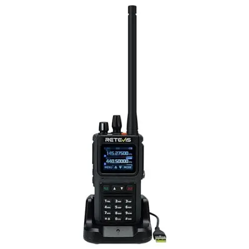 Produktbild: Retevis C1 Walkie Talkie Dualband, Robust Walkie Talkie Wasserdicht IP67, 250 Kanäle Lärmminderung Sub-PTT, 1800mAh Amateurfunkgerät mit Großer Reichweite for Ham Jagd (Schwarz, 1 Stück)