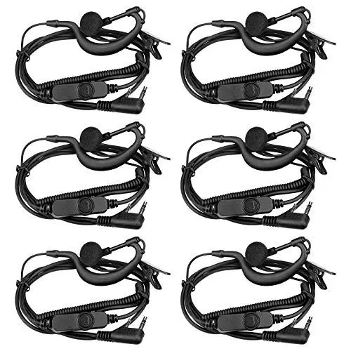 Produktbild: Retevis Funkgerät Headset, 2pin G-Headset Kompatibel mit RT24 RT28 RT622 RT27 RT618 RT619 BaoFeng BF-888S BF-88E, Spulendesign, Klare Klangqualität(6 Stück)
