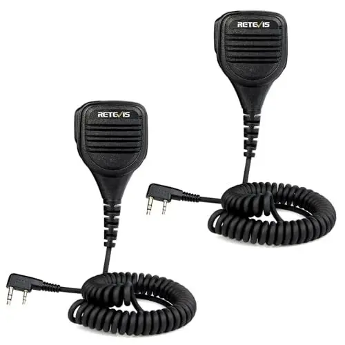 Produktbild: Retevis Funkgerät Lautsprecher Mikrofon, 2 Pin Schultermikrofon, Kompatibel mit Walkie Talkies RT24 RT27 RT85 RT86 RA685 RT5R RT21 Baofeng UV-5R BF-88E BF-888S Kenwood Funkgerät Mikrofon(2 Stück)