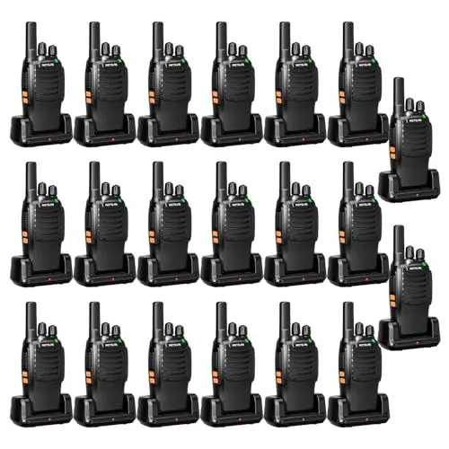 Produktbild: Retevis H777 Walkie Talkie, Funkgeräte mit Taschenlampe, EIN-klick-Alarm, Frequenzbindung mit einem klick, VOX, Robust, Typ-C, PMR Funkgeräte für Schule, Fabrik, Fertigung (20 STK, Schwarz)