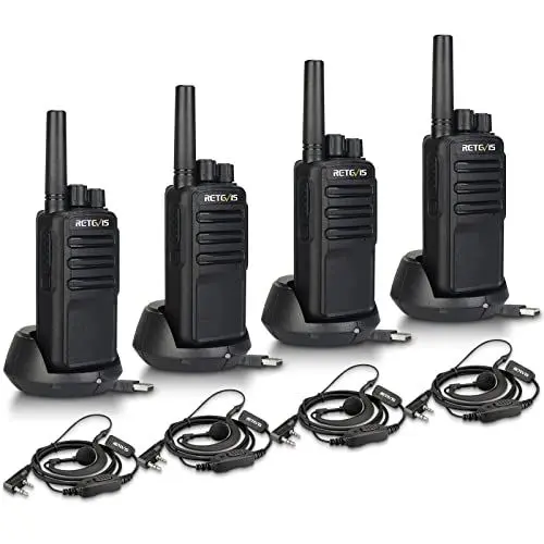 Produktbild: Retevis NR610 Funkgerät Professionell, AI-Rauschunterdrückung Walkie Talkie mit Headset, VOX, PMR Funkgerät Set,USB-C-Wiederaufladbare Walkie-Talkie Erwachsene für Restaurant(4 Stück, Schwarz)