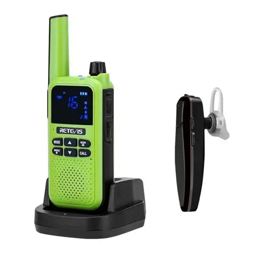 Produktbild: Retevis RA619 Walkie Talkie,PMR446 Funkgeräte mit Bluetooth, Vibration, Wiederaufladbare 1400 mAh Batterien, One Key Pairing, SOS, Großer Reichweite Funkgeräte für Radfahren, Jagen (Grün, 1 Stück)