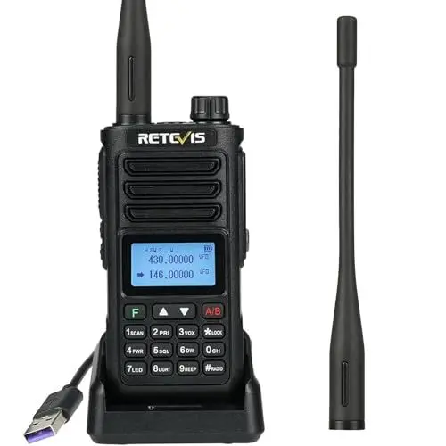Produktbild: Retevis RA89 Amateurfunkgerät, Hochleistungs Dualband Funkgerät, Wasserdichtes IP68 Ham Radio, Langstrecken, Lärmminderung, 2500mAh Akku, Typ-C-Wiederaufladbares Walkie Talkie (1 Stück, Schwarz)