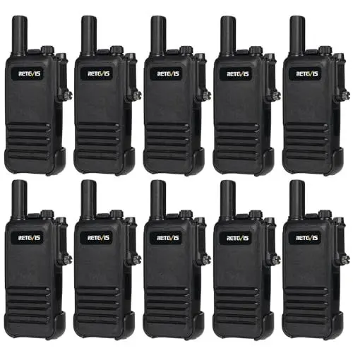 Produktbild: Retevis RB647 Walkie Talkie für Erwachsene, IP67 Funkgerät Wasserdicht, PMR446, Kabelloser Klon, Tragbar, 1000 mAh, VOX, Professionelles Funkgerät für Erwachsene, Hersteller(schwarz, 10 Stück)