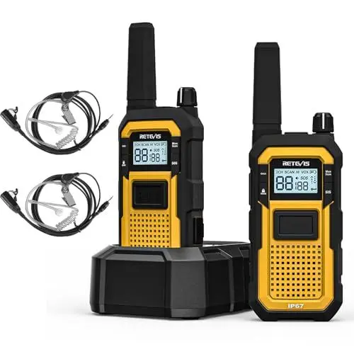 Produktbild: Retevis RB648 Walkie-Talkies Wasserdicht, Robuste Funkgerät, Fortschrittlicher Dreifacher Schutz, IP67, 2000 mAh, Lizenzfrei Funkgerat mit Ohrhörer für Widrigsten Umgebungen(2 Stück, Gelb)