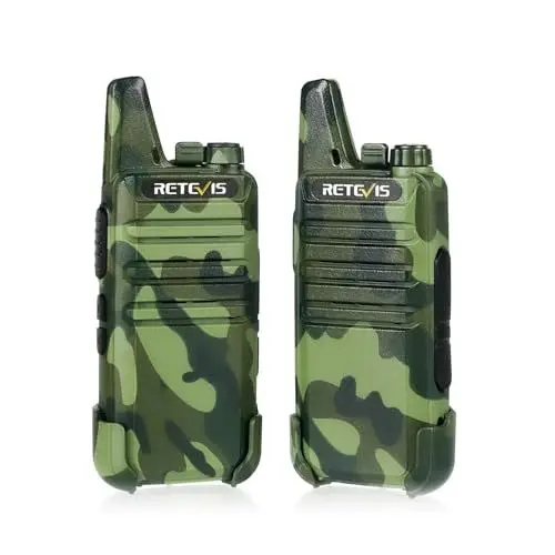 Produktbild: Retevis RT22 Walkie Talkie, Wiederaufladbares Funkgerät für Erwachsene, 16 Kanäle, VOX, Outdoor Mini Profi Walkie Talkies mit Großer Reichweite für Radfahren, Camping (Camouflage, 1 Paar)