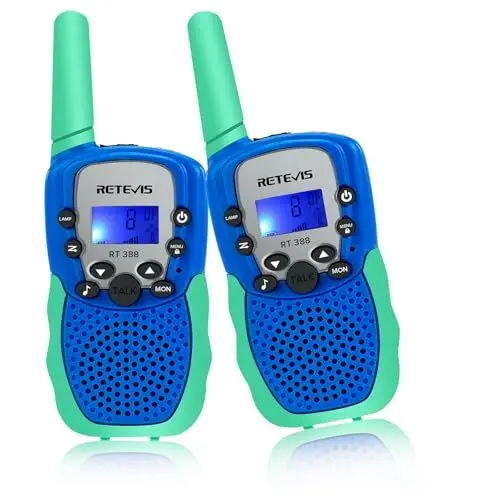 Produktbild: Retevis RT388 Kinder Walkie Talkie, Spielzeug mit Großer Reichweite für 3-12 Jahre, 8 Kanal LCD Taschenlampe, Geschenke für Camping, Abenteuer, Wandern (1Pcs, Blue-Green)
