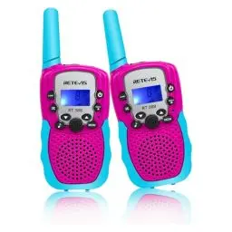 Produktbild: Retevis RT388 Walkie Talkie Kinder, 8 Kanäle Funkgerät Große Reichweite mit Taschenlampe VOX, Geschenk Spielzeug ab 3-12 Jahre für Reise, im Freien (1Pcs, Blue-Pink)