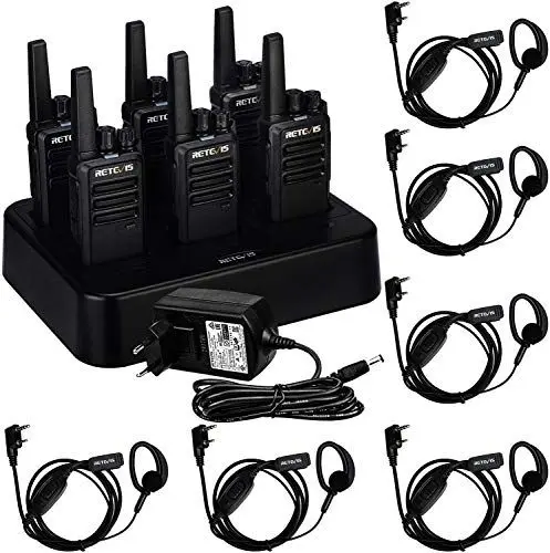Produktbild: Retevis RT668 Funkgerät, Walkie Talkie Professionell Robustes, Funkgeräte Set Headset, 6 Wege Ladegerät, PMR446, VOX Handfunkgeräte mit Großer Reichweite für Hersteller,Lagerhaus(6 Stück, Schwarz)