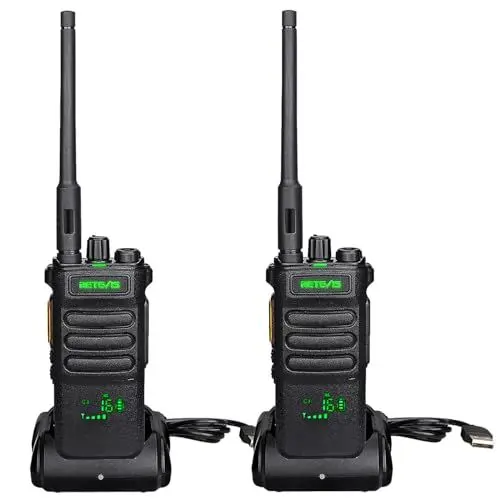 Produktbild: Retevis RT86 Walkie Talkie, Profi Funkgerät mit großer Reichweite, 2600 mAh, Bildschirm, Robust, Notfallalarm, Wiederaufladbare Hochleistungs Funkgeräte für Erwachsene, Industrie (Schwarz, 2 Stück)