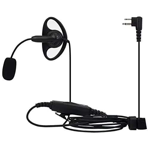 Produktbild: Retevis Walkie Talkie Headset mit Bügelmikrofon D-Form Doppel-PTT Kompatibel mit Motorola CP040 CP140 GP300 GP2000 MAG ONE A8 HYT TC500 usw 2-poliger Walkie Talkie Ohrhörer (1 Stück)