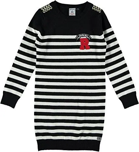 Produktbild: RETOUR - Mädchen Winterkleid Strickkleid gestreift. schwarz-natur - RJG-73-807. Größe 152