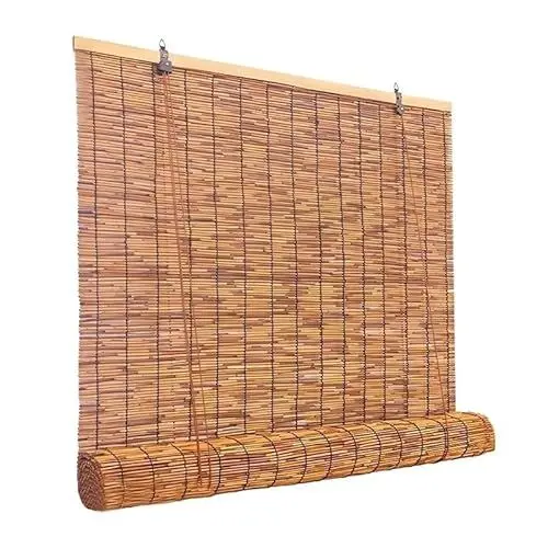Produktbild: Retro Bambus Rollos Für Fenster 70 90 100 120 150cm Breit Schilf Vorhang Natür Bambusrollo Aussenbereich Sichtschutz Rollo Anti-UV Bambus Rollo Jalousine Sonnenschutz Rollo Raffrollo Mit Lifter