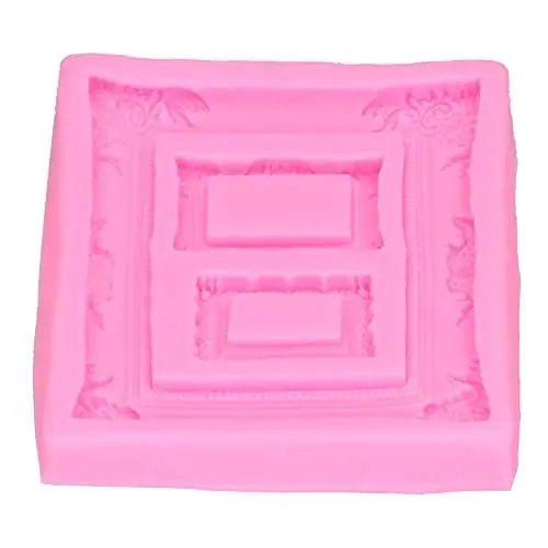 Produktbild: Retro Bilderrahmen und Spiegelrahmen Silikonform Fondant Kuchen Dekoration Werkzeug Pralinenform für die Herstellung von DIY Kuchen Pralinen(Rosa)