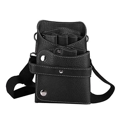Produktbild: Retro Haarschneidemaschine Kamm Friseurwerkzeug Aufbewahrungstasche Friseurschere Hüfttasche Friseur Spezial Tasche (Schwarz)