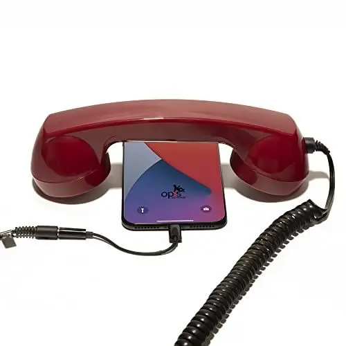 Produktbild: Opis 60s Micro: Retro Handyhörer für Apple iPhones mit Lightning/Retro Telefonhörer für iPhone/Retro Hörer für iPhone/Für iPhone Telefonhörer/Hoerer Fuer iPhone rot