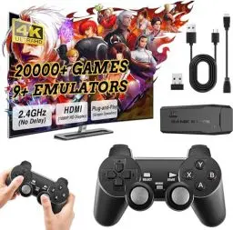 Produktbild: Retro Konsole Spielkonsole Videospielkonsole, 21000+ Spielen Plug and Play Game Stick mit 2 Gamepads, 4K HDMI Ausgang, Wireless Game TV Stick, Spiele Geschenk für Jungen und Erwachsene (128G Pro++)