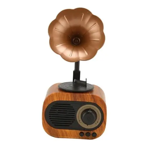 Produktbild: Retro-Bluetooth-Lautsprecher, Tragbares Verlustfreies HiFi-Radio, Wiederaufladbares Tragbares Kabelloses Stereoradio in Retro-Phonographenform mit Klarem Klang
