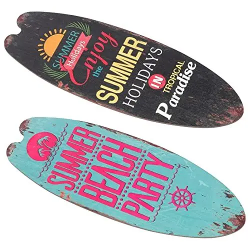 Produktbild: Retro-Deko -Deko Retro-Wohndeko Surfbrett-Schmuck Marine-Stil Dekoration Strand-Surfbrett-Schild Indoor-Surfbrett-Plakette Dekorationswand Surfbrett-Deko Wohnornament 2St