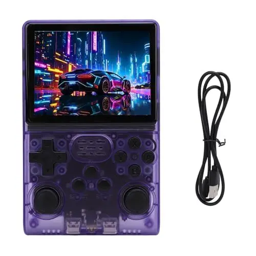 Produktbild: Retro-Spielekonsole, Handheld-Spielekonsole 3,5 Zoll IPS 640 X 480 Bildschirm, Retro-Videospielkonsole 256 GB Speicher 30000 Spiele Eingebauter 45-Emulator (Transparentes Lila)