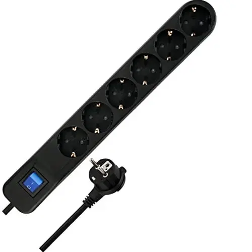 Produktbild: REV Steckdosenleiste Ice - Mehrfachsteckdose mit Schalter 6fach, Kabel 1,4m, 3680W, schwarz