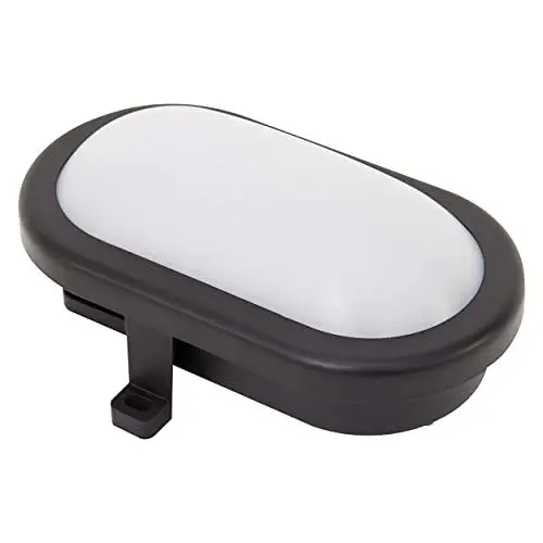 Produktbild: REV Kellerlampe - Feuchtraumleuchte LED oval (10W, 800lm, IP44), einsetzbar als Decken- oder Wandlampe, Feuchtraumlampe, schwarz