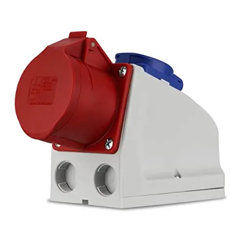 Produktbild: REV CEE Wandsteckdose, 400 VAC u. 230 VAC, 16 A, 5-polig, 3P + N + PE, IP44, mehrfarbig