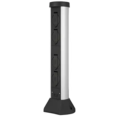 Produktbild: REV Außensteckdose SilverCraft - 4-Fach Garten Steckdosensäule, 57cm Höhe, Outdoor Steckdose IP44 spritzwassergeschützt, schwarz