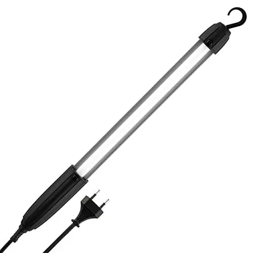 Produktbild: REV Handlampe - Werkstattlampe mit Aufhängehaken, 5m Kabel - ideal für Werkstatt & KFZ, 5W, 400lm, IP20, schwarz