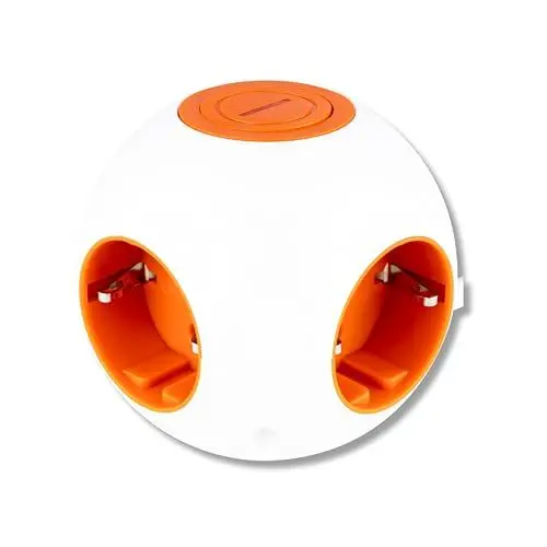 Produktbild: REV PowerGlobe, Steckdosenwürfel, Steckdose rund, mit Schalter, 1,4m, 3500W, Weiss-orange