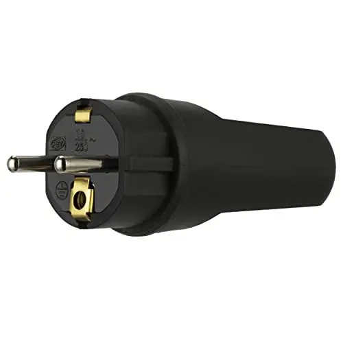Produktbild: REV Schutzkontaktstecker, Stecker für aussen, IP44, 230VAC, 50Hz, 16A, schwarz, 4,4 x 4,4 x 11,4cm