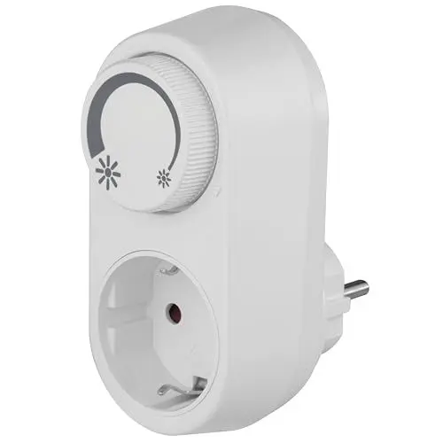 Produktbild: REV Steckdosendimmer – Dimmer für LED, Glüh- & Hochvolt-Halogenlampen - einfache Plug & Play Lösung mit Ein/Aus-Drehschalter & erhöhtem Berührungsschutz, weiß