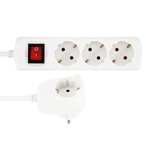 Produktbild: REV Steckdosenleiste PowerSplit - Mehrfachsteckdose 4-Fach (3+1), mit Schalter zum Stromsparen, 3500W, 2m, weiß