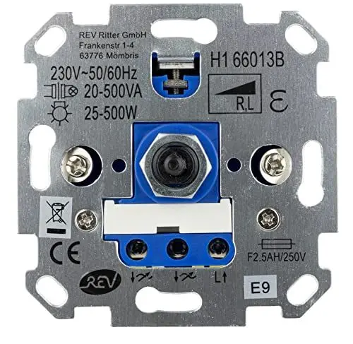 Produktbild: REV Technik Dimmer - Helligkeitsregler 25-500W, 230VAC, Trafol.: 20-500VA, silbern