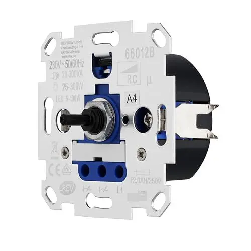 Produktbild: REV TECHNIK, LED Dimmer, Helligkeitsregler 5-300W, 230VAC, Trafo.: 20-300VA, Unterputz, silbern