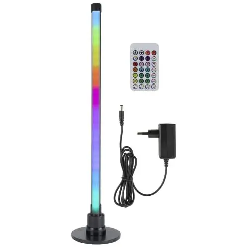 Produktbild: REV – Partylicht musikgesteuert & dimmbar inkl. Fernbedienung – Party Deko RGB Stehlampe 58cm 6W 200lm – LED Lightbar mit Regenbogen & dynamischem Farbwechsel – Alternative zur Discokugel
