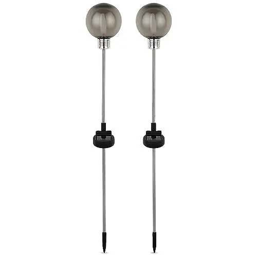 Produktbild: REV – Solarlampe 2er Set für Außenbereiche – Solarleuchte Kugelform mit Erdspieß – Solarlaterne perfekt für Garten, Terrasse & Balkon – IP44 spritzwassergeschützt – 72cm Höhe