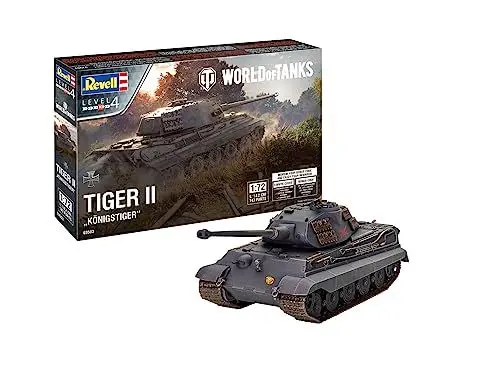 Produktbild: Revell 03503 Tiger II AUSF. B Königstiger World of Tanks originalgetreuer Modellbausatz für Fortgeschrittene, unlackiert