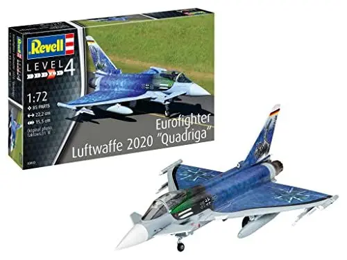 Produktbild: Revell 03843 Eurofighter Luftwaffe 2020 Quadriga Fahrzeug originalgetreuer Modellbausatz für Fortgeschrittene, unlackiert, 1:72