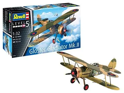 Produktbild: Revell Modellbausatz Flugzeug 1:32 - Gloster Gladiator Mk. II,I Maßstab 1:32 I Level 5 I originalgetreue Nachbildung mit vielen Details I Für Kinder ab 13 Jahren I RV 03846