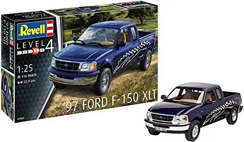Produktbild: Revell 07045 Ford 1997 Modellbausatz 97 F-150 XLT im Maßstab 1:25, Level 4, schwarz/blau
