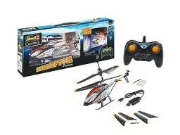 Produktbild: Revell Control 23817 RC Helikopter mit Fernbedienung INTERCEPTOR, Anti-Crash-Sensor, GHz, Start/Landung auf Knopfdruck, Höhensensor Ferngesteuerter Hubschrauber, Silber/Orange, 24 cm