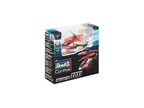Produktbild: Revell 23841 Mini RC Helikopter mit Fernbedienung TOXI, 3-Kanal IR-Fernsteuerung, Indoor-Flugmodell, Akku, Gyro, einfach zu fliegen Hubschrauber ferngesteuert für Kinder und Einsteiger, Rot