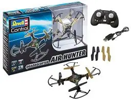 Produktbild: Revell Control Quadrocopter Air Hunter, Einsteiger-freundlich, 3 Geschwindigkeitsstufen, Headless Mode, Flip-Funktion für Überschläge, Mit LiPo Akku und USB-Ladegerät, Präzise Fernsteuerung