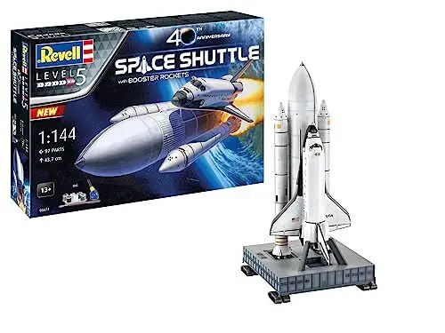 Produktbild: Revell Geschenkset I NASA Space Shuttle I Raumschiffmodell im Maßstab 1:144 I Für Kinder und Erwachsene ab 13 Jahren I 43,7 cm Hoch I Modellbausatz mit Farben, Kleber & Pinsel
