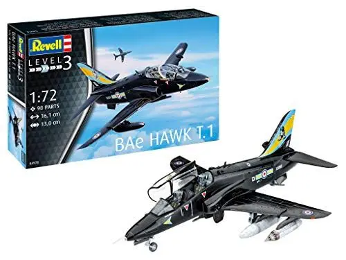 Produktbild: Revell Modellbau, BAe Hawk T.1, 1:72 Bausatz, 90 Teile, Bastelset ab 10 Jahren, Detailgetreues Modell, Militärflugzeug, Authentische Nachbildung